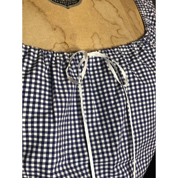 Y2K ALLEN B SCHWARTZ GINGHAM Off Shoulder Puff Sleeve Dress W/Adjustable Tie S-M - Picture 5 of 10